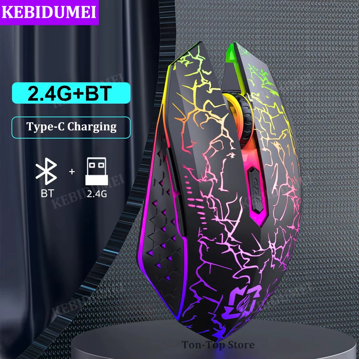 Silent Rechargeable 2.4G Bluetooth Gaming Mouse - 800-1200-1600 DPI for PC, Laptop & Macbook