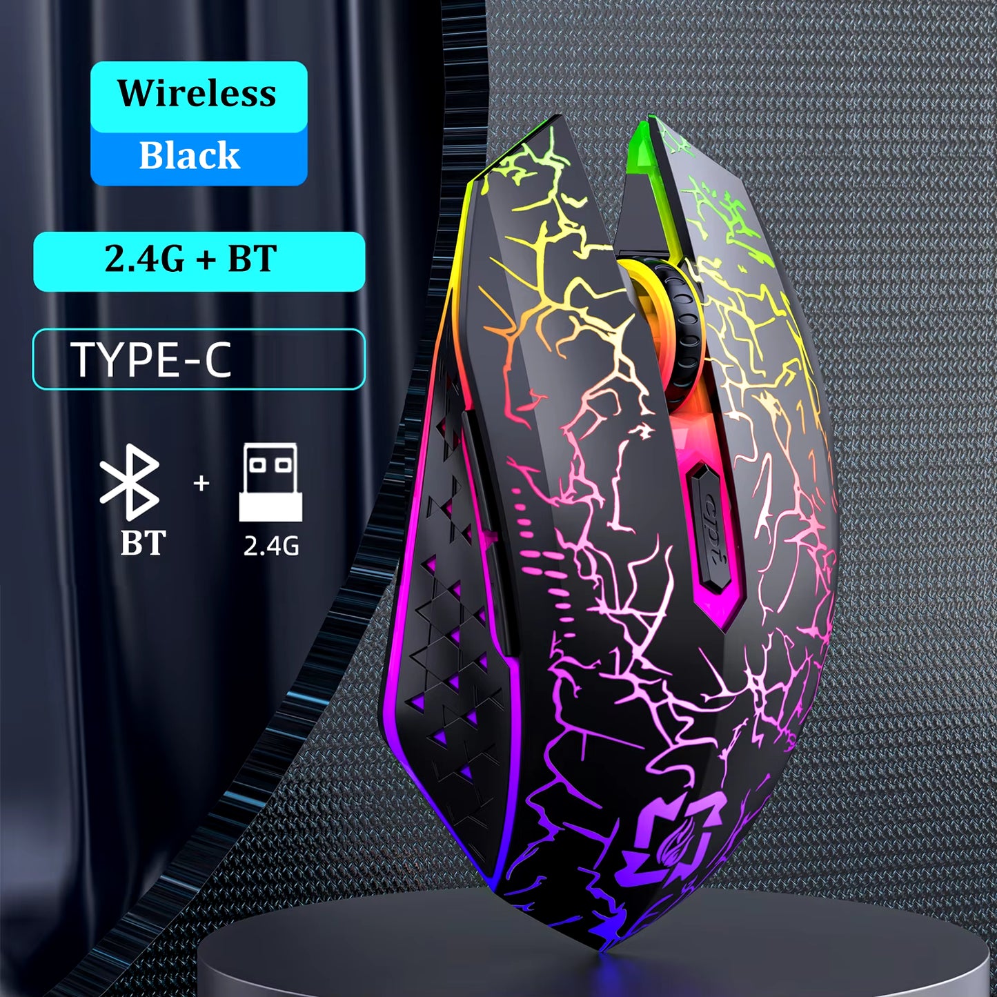 Silent Rechargeable 2.4G Bluetooth Gaming Mouse - 800-1200-1600 DPI for PC, Laptop & Macbook